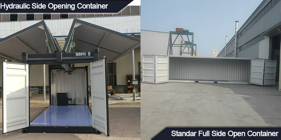 Container mở bên thủy lực so với container mở toàn bộ tiêu chuẩn